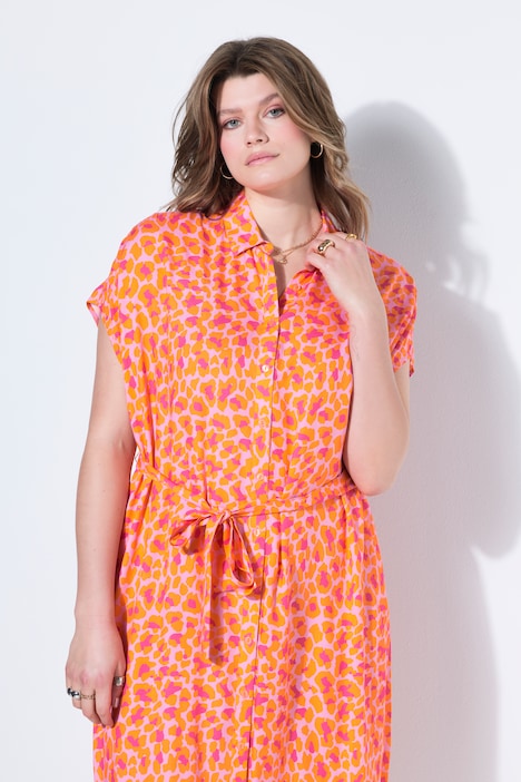 Midikleid, oversized, Color-Leo, Bindegürtel