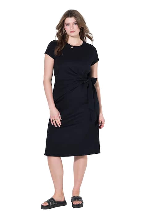 Midi žerzejové šaty, áčkový střih, splývavé