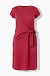 Midi-Jerseykleid, A-Line, Drapierung mit Bindeband