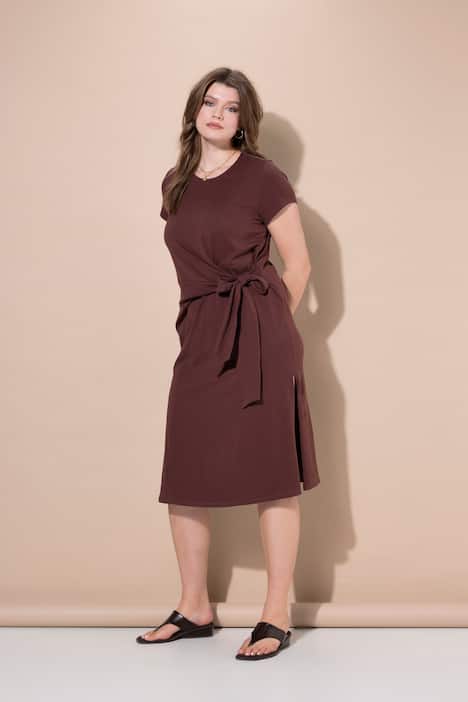Midi-Jerseykleid, A-Line, Drapierung