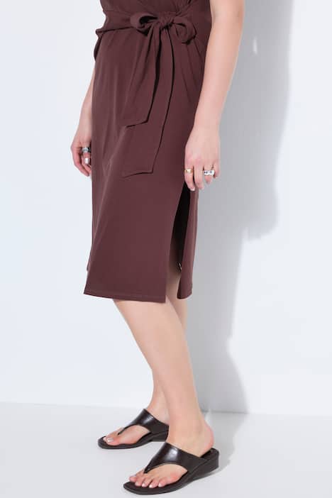 Midi-Jerseykleid, A-Line, Drapierung