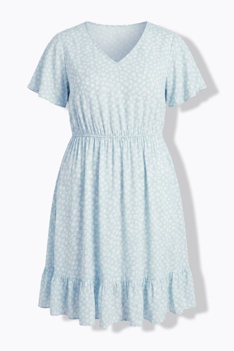 Floral Short Sleeve Ruffle Dress