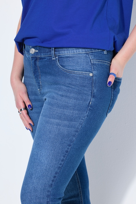 Verkorte jeans, 5-pocket, gerafelde zoom