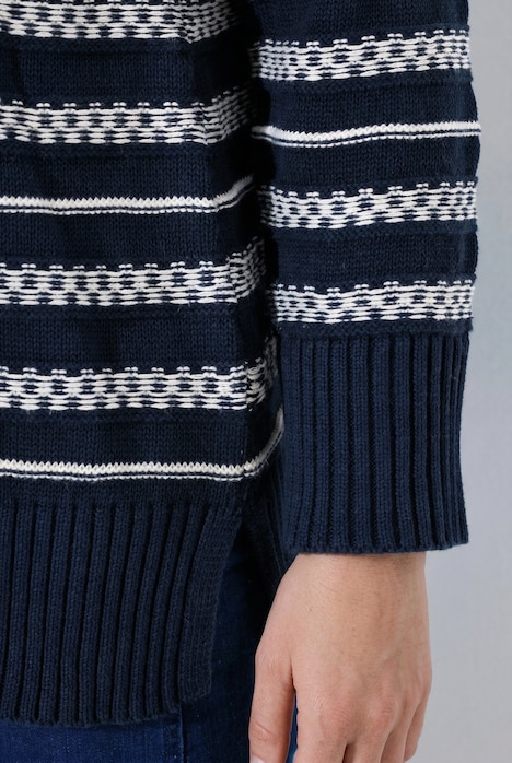 Pullover, Streifen, V-Ausschnitt, Langarm, Biobaumwolle