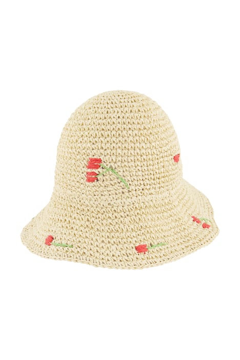 Slaměný klobouk, květiny, papírová sláma