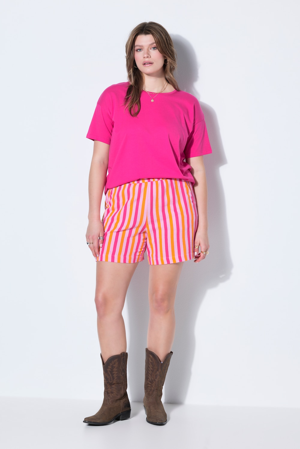 Shorts, Wide Legs, Neon-Stripes, Elastikbund