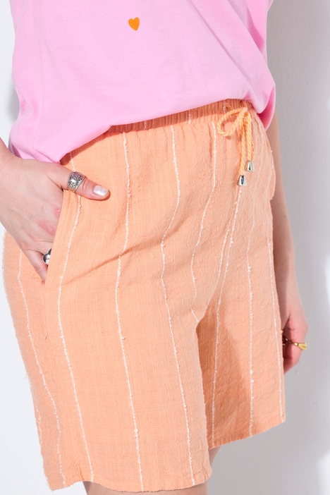 Shorts, Wide Legs, Stripes, Struktur, Elastikbund