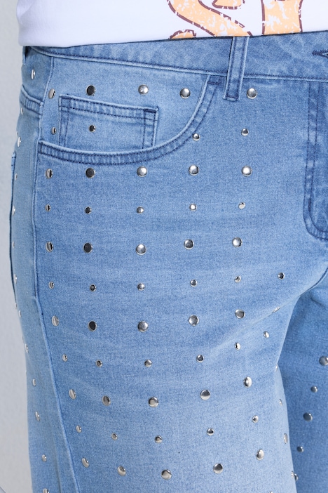 Jeans-Bermuda, Loose Fit, Ziernieten-Streifen