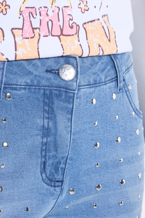 Jeans-Bermuda, Loose Fit, Ziernieten-Streifen