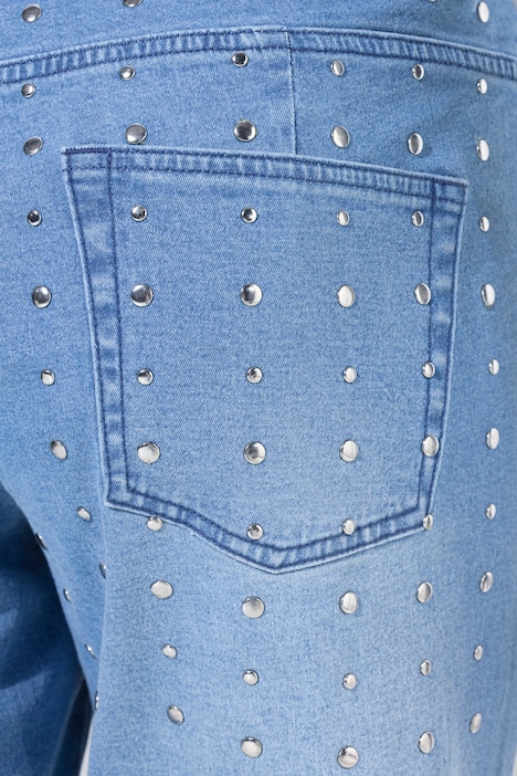 Jeans-Bermuda, Loose Fit, Ziernieten-Streifen