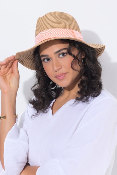 Strohoed, zigzagband, brede rand