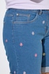 Flower Embroidered Stretch-Fit Denim Bermuda Shorts