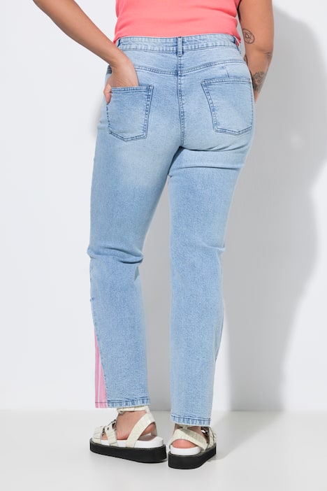 Jeans Paula, gerade Passform, farbige Saum-Einsätze