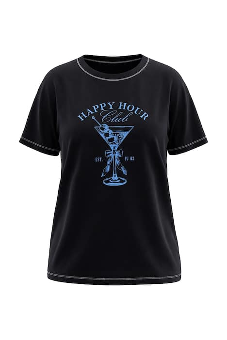 Tričko, Boxy střih, motiv koktejlu, krátké rukávy