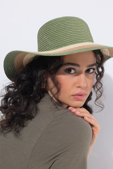 Strohhut , Streifen, breite Krempe