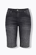 Jeans-bermuda, rett passform, dekorative steiner