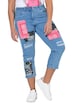 3/4 Džíny Amy, barevné záplaty bandana, 5 kapes