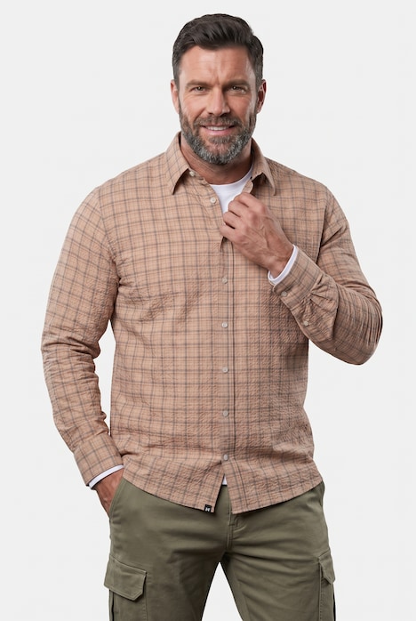 Kostkovaná košile, dlouhé rukávy, krep, kentový límec, komfortní střih, do vel. 8XL
