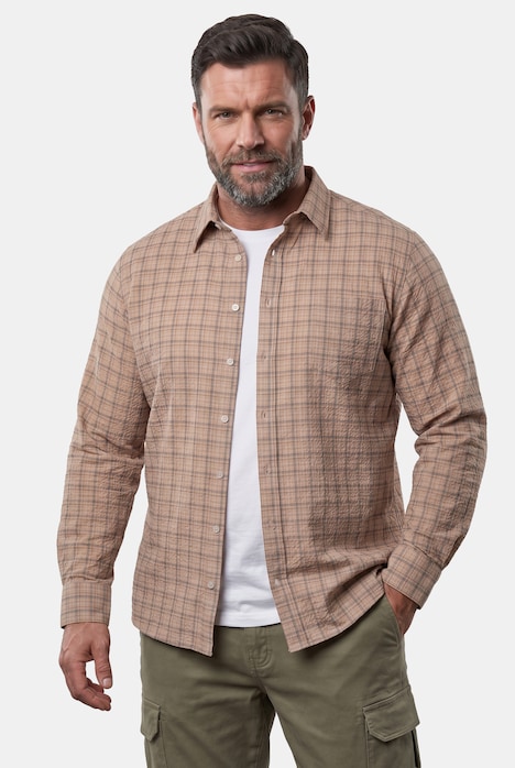 Kostkovaná košile, dlouhé rukávy, krep, kentový límec, komfortní střih, do vel. 8XL
