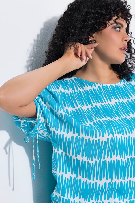 Bluse, Oversized, U-Boot-Ausschnitt, Halbarm