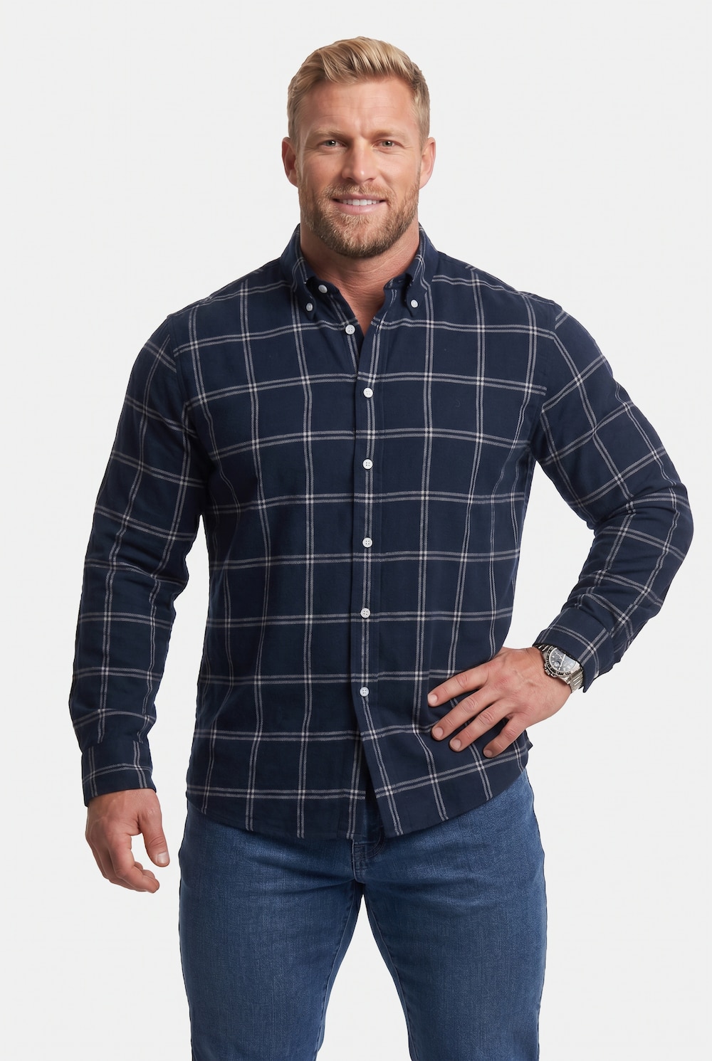 Flanellhemd, Langarm, Buttondown-Kragen, Comfort Fit, bis 8 XL