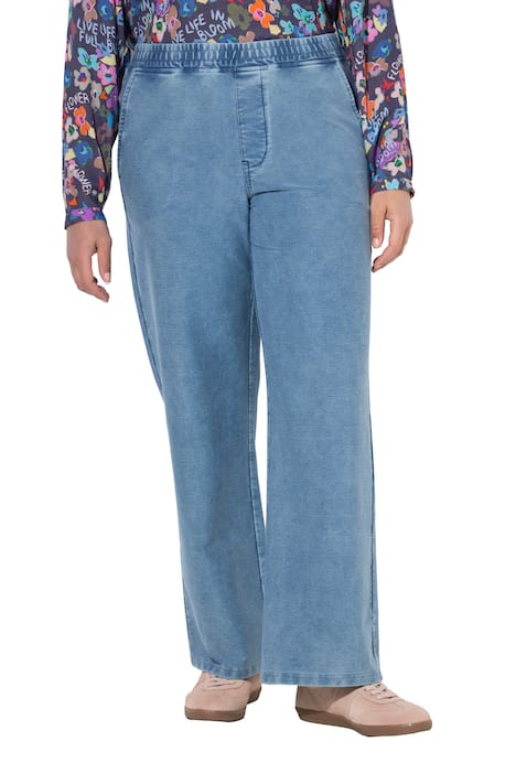 Džíny s elastickým pasem, široký střih, strečový džínový vzhled