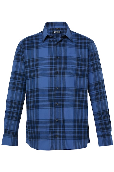 Kostkovaná flanelová košile, dlouhé rukávy, kentový límec, komfortní střih, do vel. 8XL