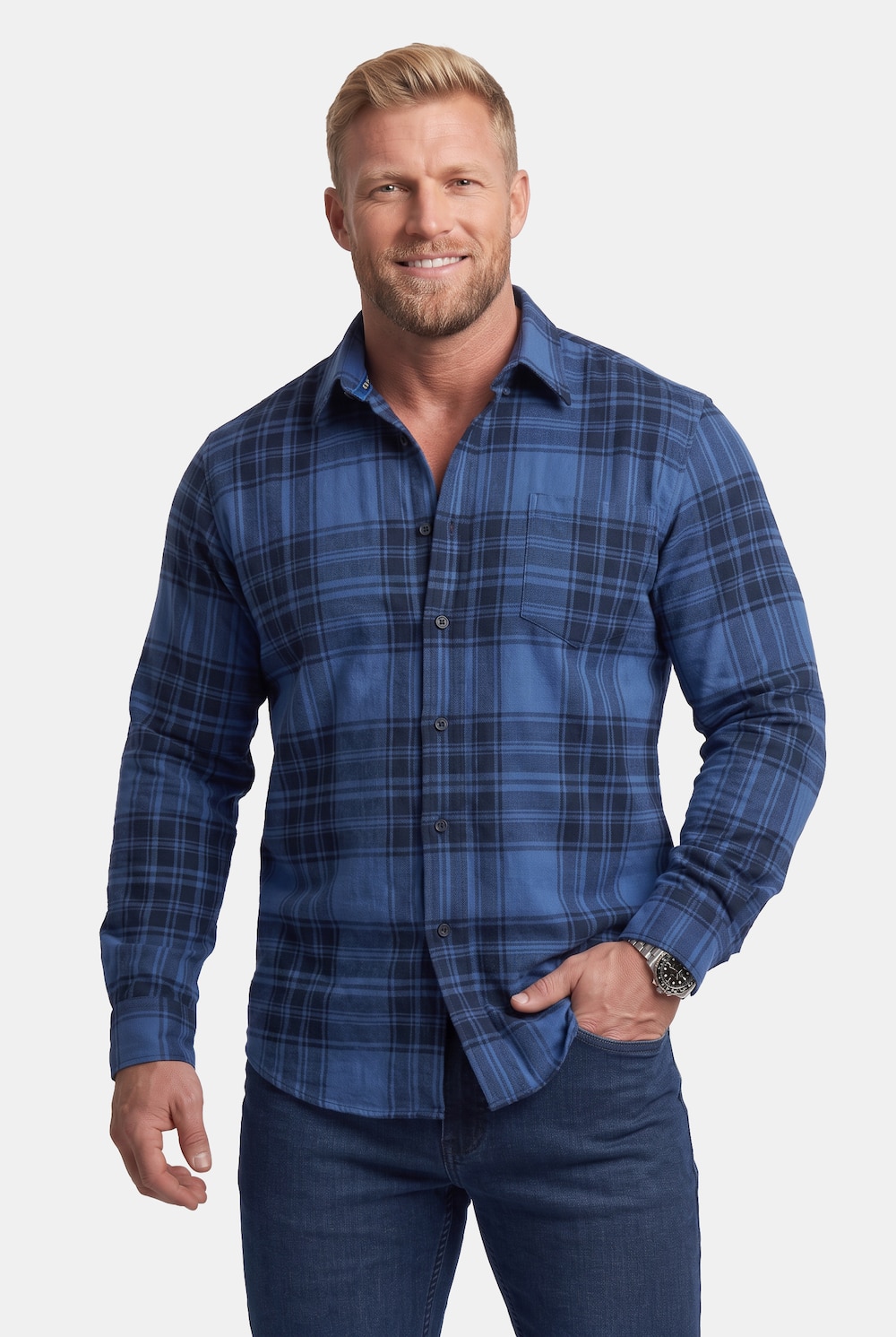 Karo-Flanellhemd, Langarm, Kentkragen, Comfort Fit, bis 8 XL