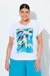 T-Shirt, Blätter, Oversized, Rundhals, Halbarm, Saumband