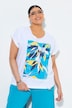 T-Shirt, Blätter, Oversized, Rundhals, Halbarm, Saumband