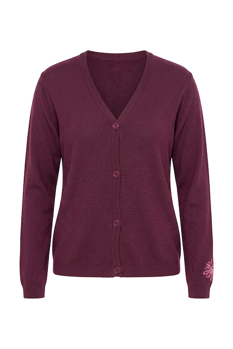 Strickjacke, Rückenmotiv, V-Ausschnitt, Langarm