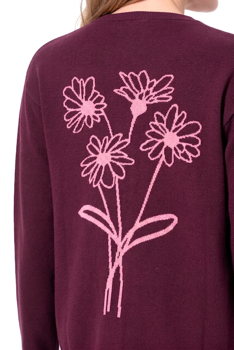 Strickjacke, Rückenmotiv, V-Ausschnitt, Langarm