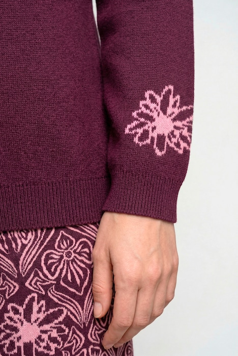 Strickjacke, Rückenmotiv, V-Ausschnitt, Langarm