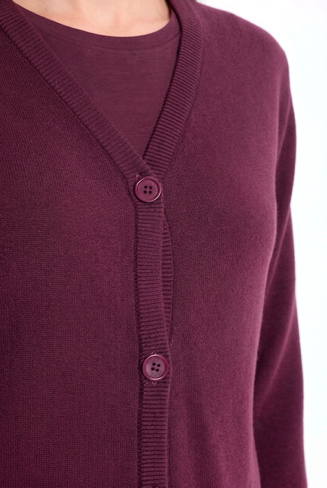 Strickjacke, Rückenmotiv, V-Ausschnitt, Langarm
