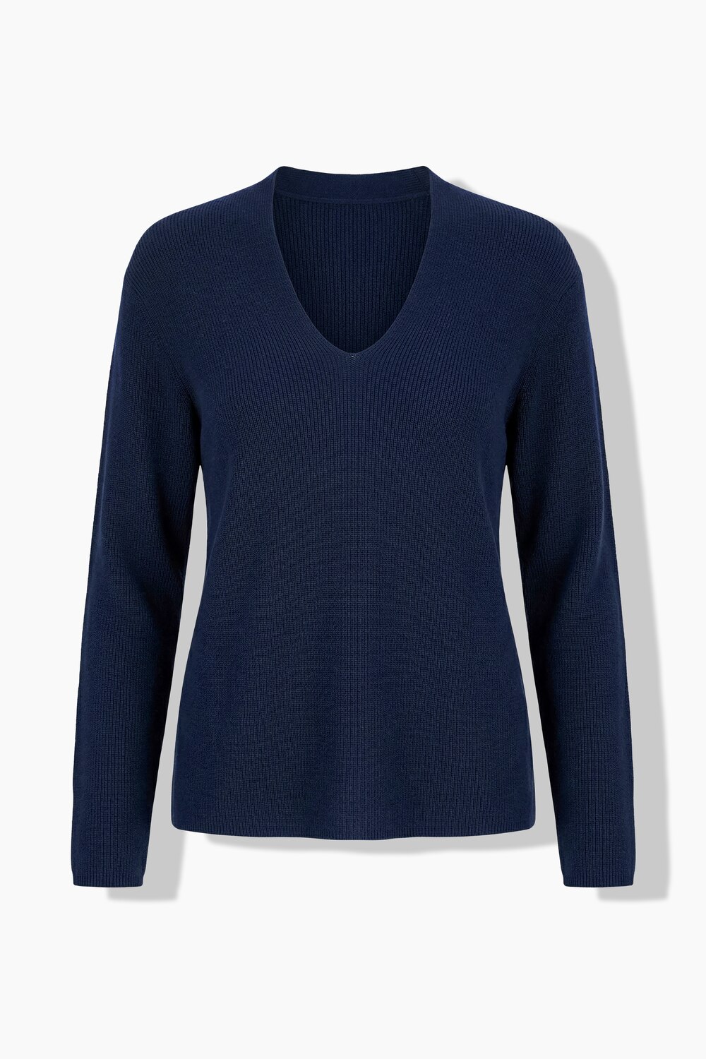 Pullover, Kelchkragen, V-Ausschnitt, Langarm, Biobaumwolle