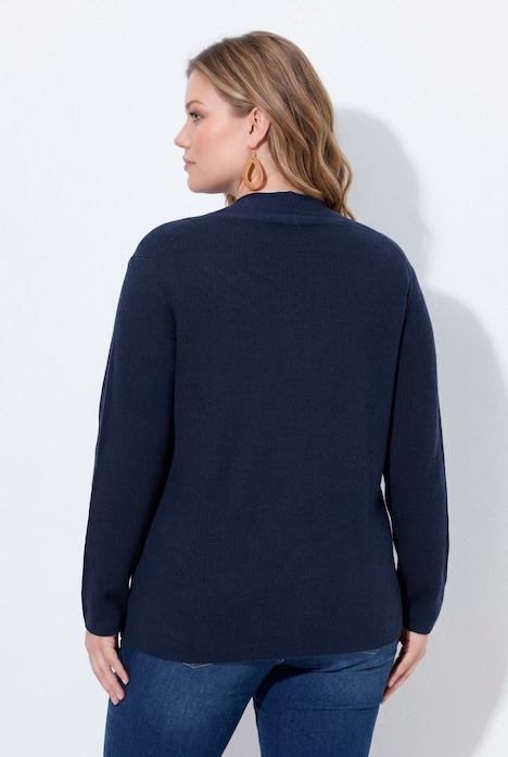 Pullover, Kelchkragen, V-Ausschnitt, Langarm, Biobaumwolle