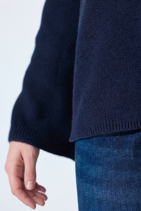 Pullover, Kelchkragen, V-Ausschnitt, Langarm, Biobaumwolle