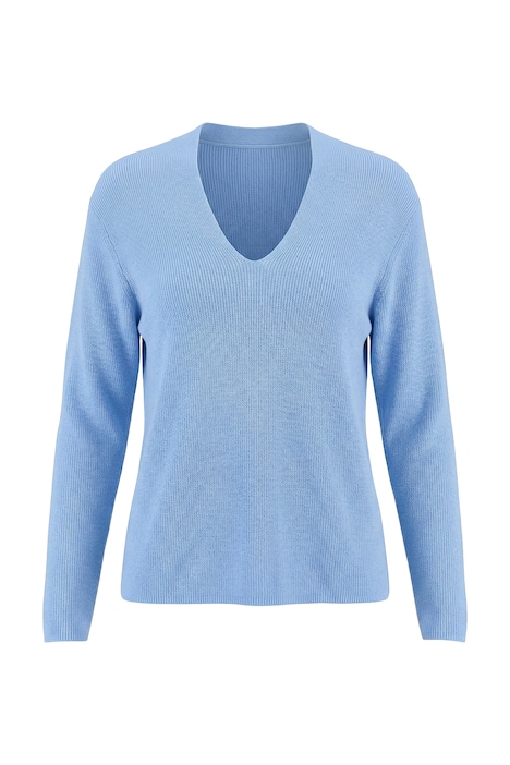 Pullover, Kelchkragen, V-Ausschnitt, Langarm, Biobaumwolle