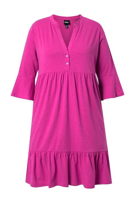 Žerzejové šaty, áčkový střih, tunikový výstřih, 3/4 rukávy