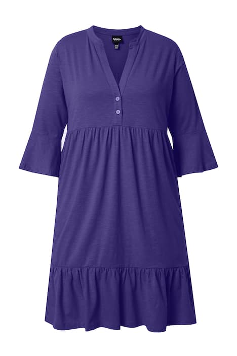 Žerzejové šaty, áčkový střih, tunikový výstřih, 3/4 rukávy