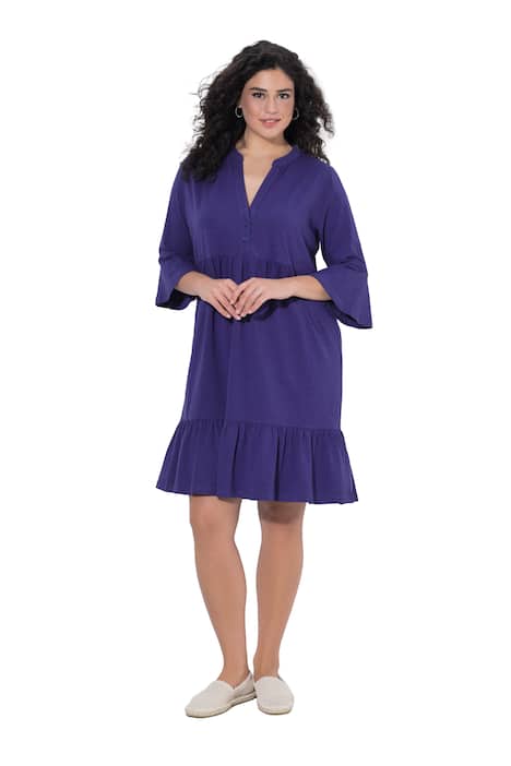 Žerzejové šaty, áčkový střih, tunikový výstřih, 3/4 rukávy