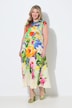 Maxi-Plisseekleid, Blüten-Muster, kurze Cup-Ärmel
