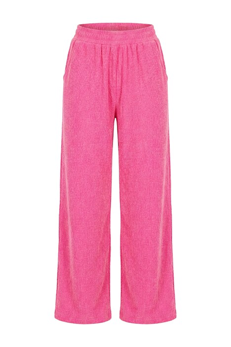 Kalhoty, široký střih, texturované, elastický pas