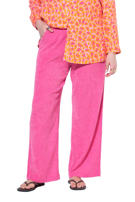 Kalhoty, široký střih, texturované, elastický pas