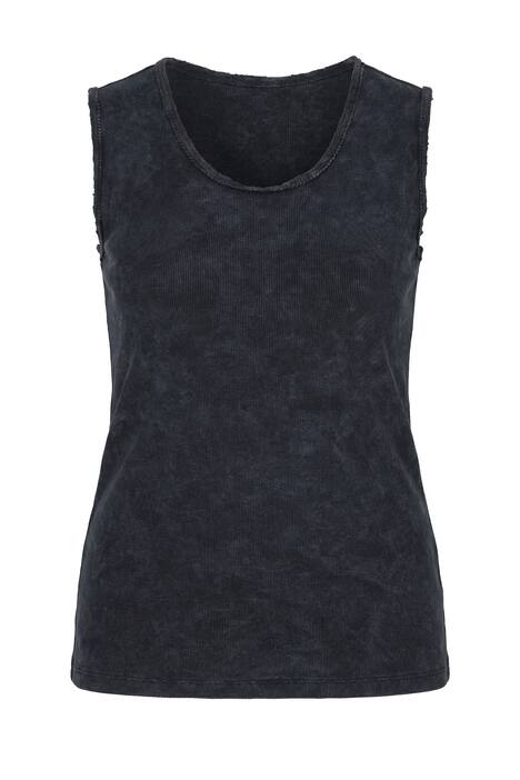 Stonewashed Fringed Hem Tank Top