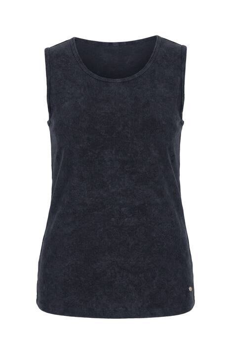 Stonewashed Fringed Hem Tank Top