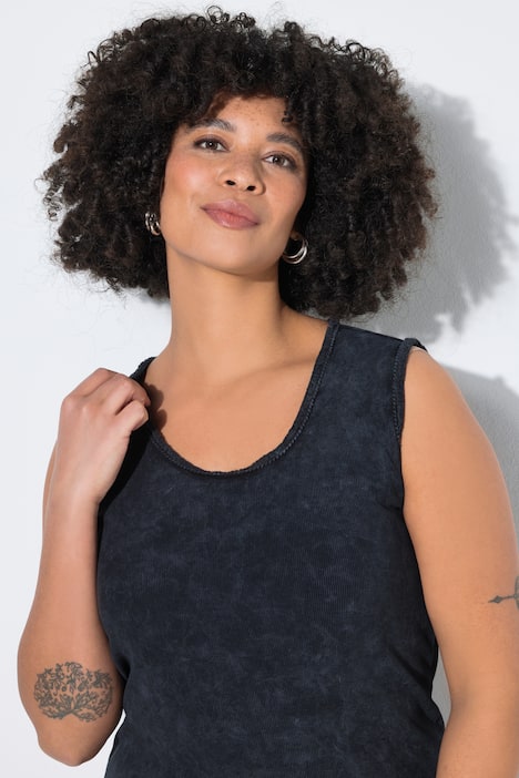 Top, körpernahe Passform, Fransenkanten