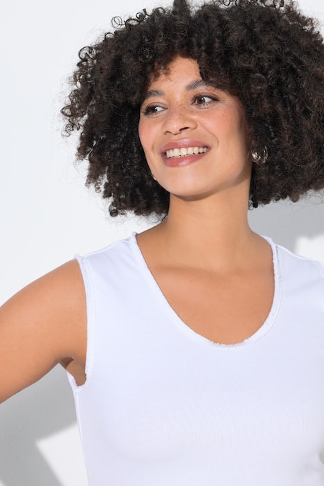 Top, körpernahe Passform, Fransenkanten