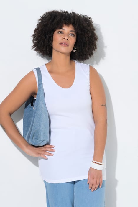 Top, körpernahe Passform, Fransenkanten