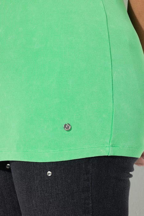 Top, körpernahe Passform, Fransenkanten